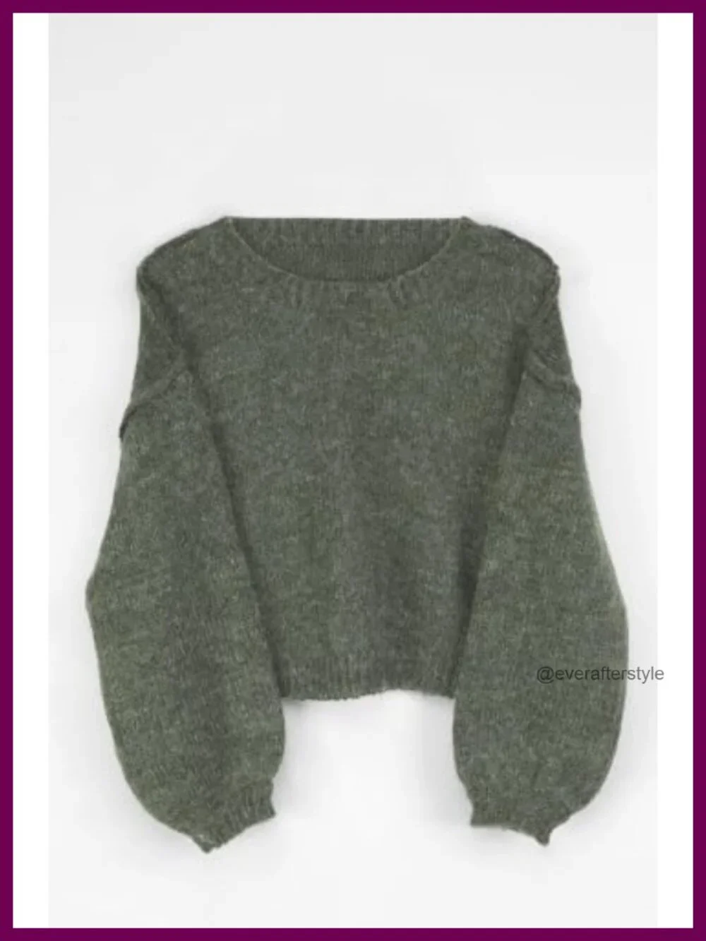 Oversized Cropped Sweater Batwing Sleeve Crewneck Fall Pullover Acrylic Blend